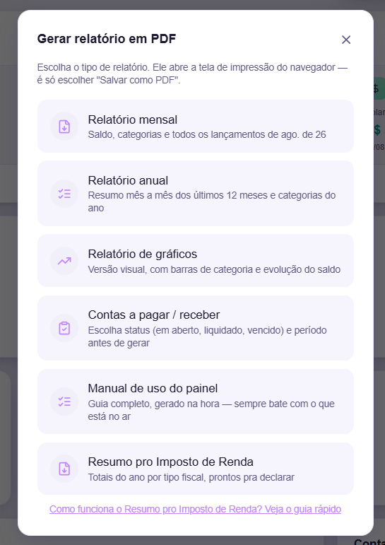 Relatórios em PDF