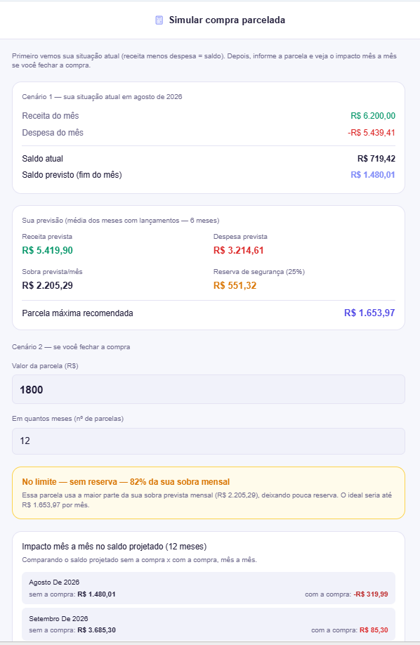 Simular compra parcelada
